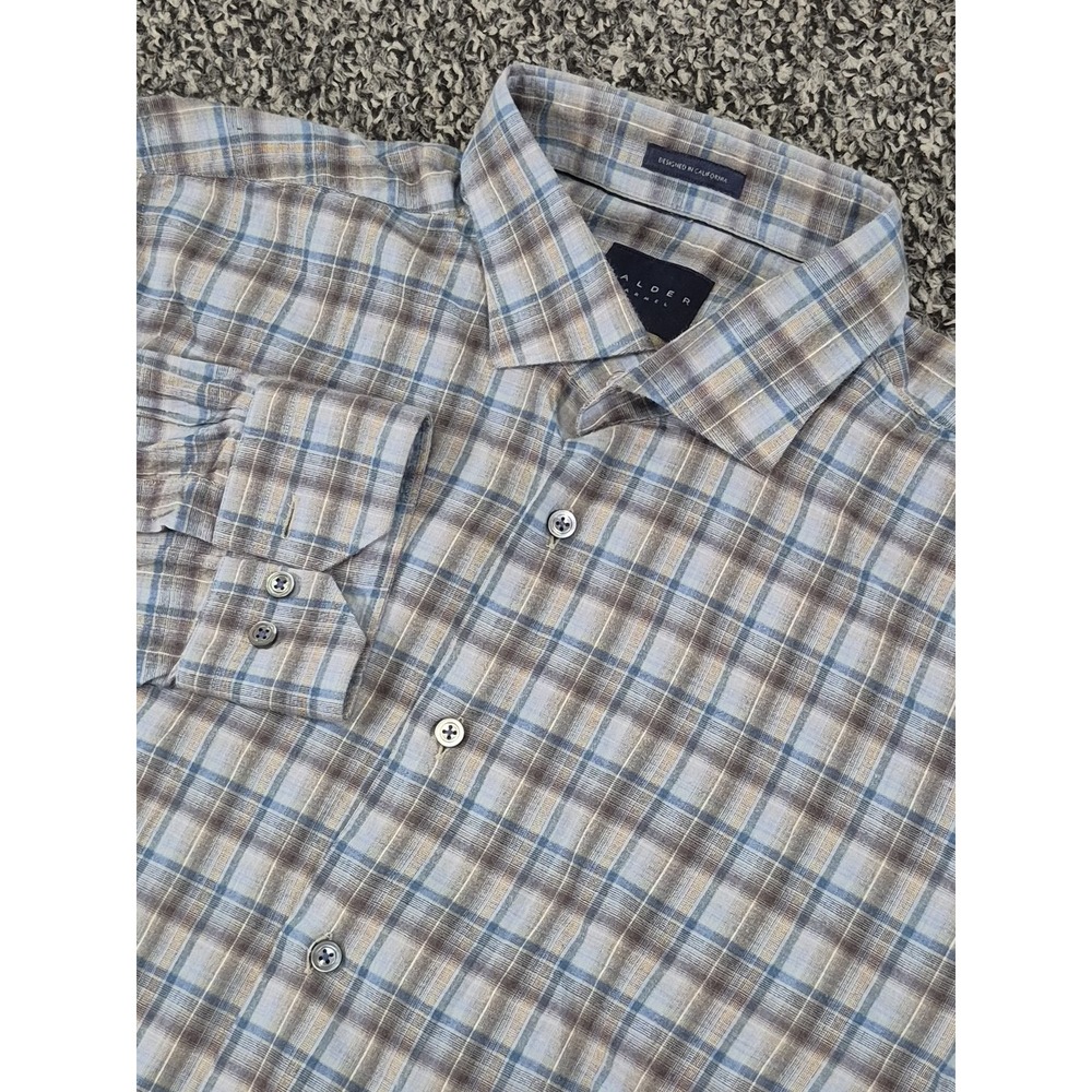 Calder Carmel Mens XL Limited Edition Plaid‎ Button Down Long Sleeve Shirt Gray